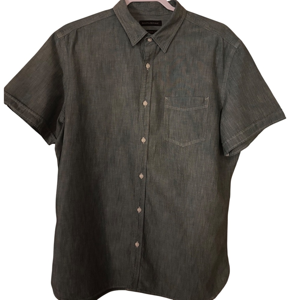 Banana Republic Camden Fit Shirt Short Sleeve Button Up XL Resortwear Nice‎